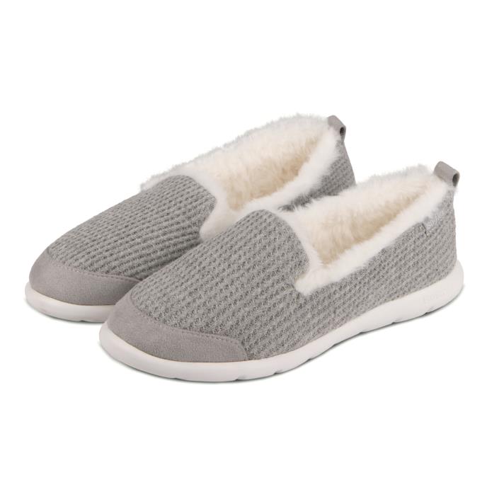 Isotoner Ladies Iso-Flex Waffle Full Back Slipper Grey Extra Image 1